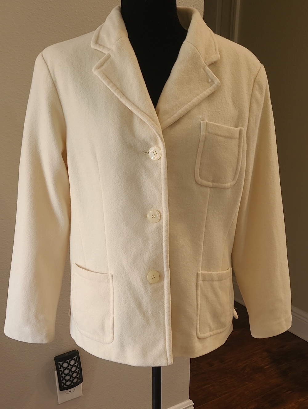 Andrea Viccaro Y2k Vintage Wool Cream Women's Tailored Button-Front Jacket 14